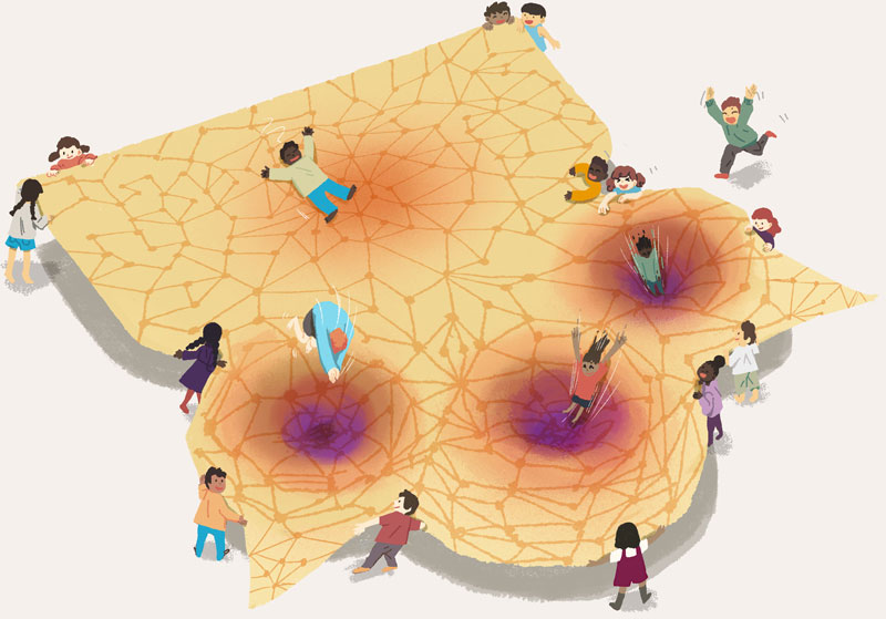 Curved neural network landscape